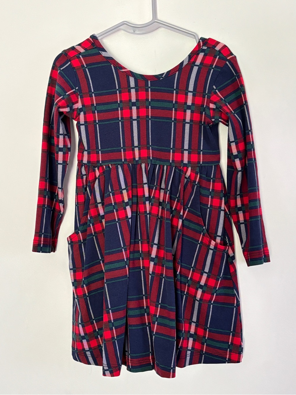 Hanna Andersson Navy Red Plaid Skater Dress Size 3T
